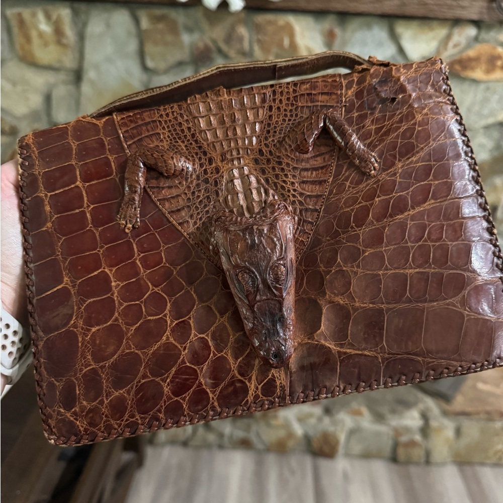 Brown alligator Leather Bag